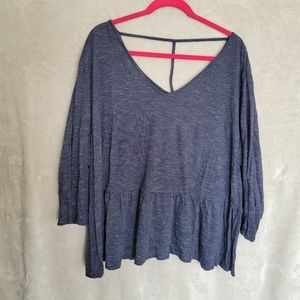 Cato Navy Blue Peplum Top